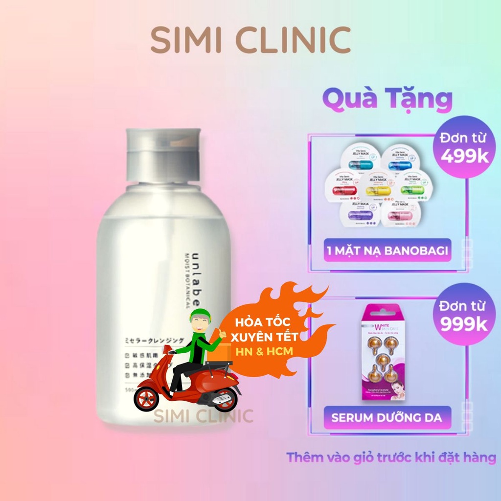 Nước tẩy trang cho da dầu mụn nhạy cảm không cồn Unlabel Nhật Bản sạch mắt môi trang điểm dịu nhẹ da khô micellar water