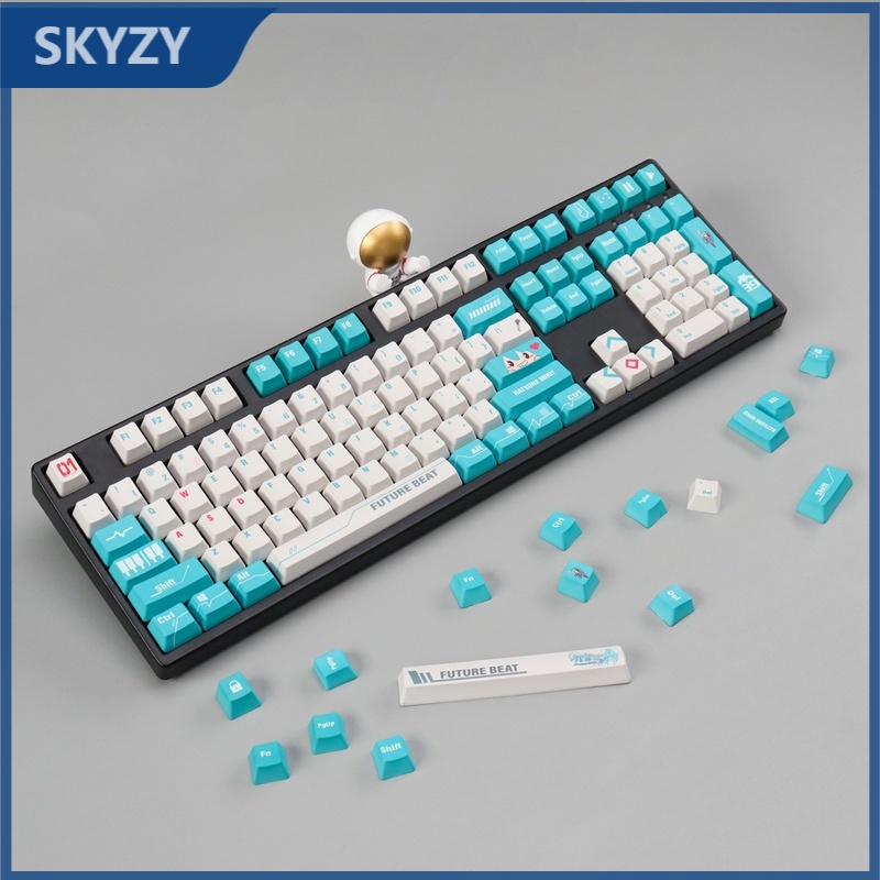 Keycap Hatsune Miku OEM Profile PBT Dye Sub bàn phím cơ bàn phím cơ 124 phím