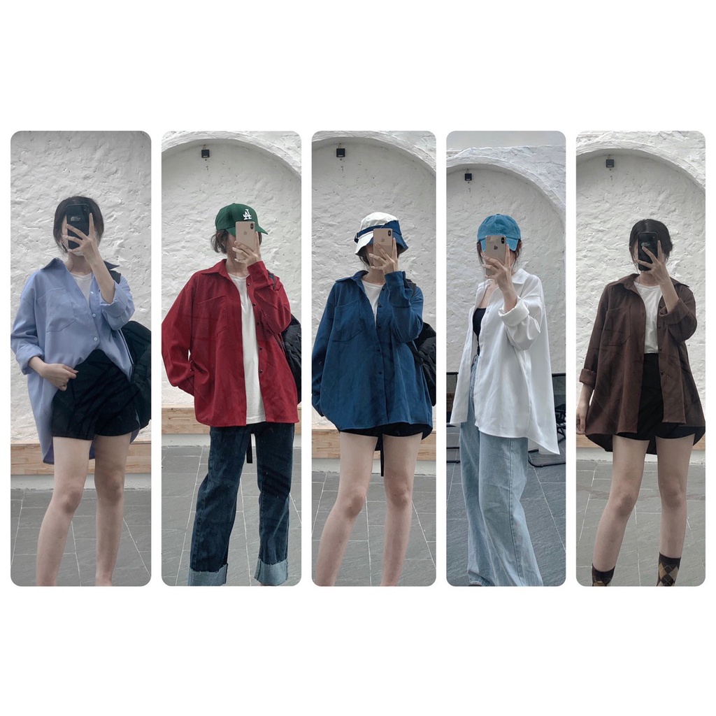 Áo sơ mi form rộng phong cách hàn quốc