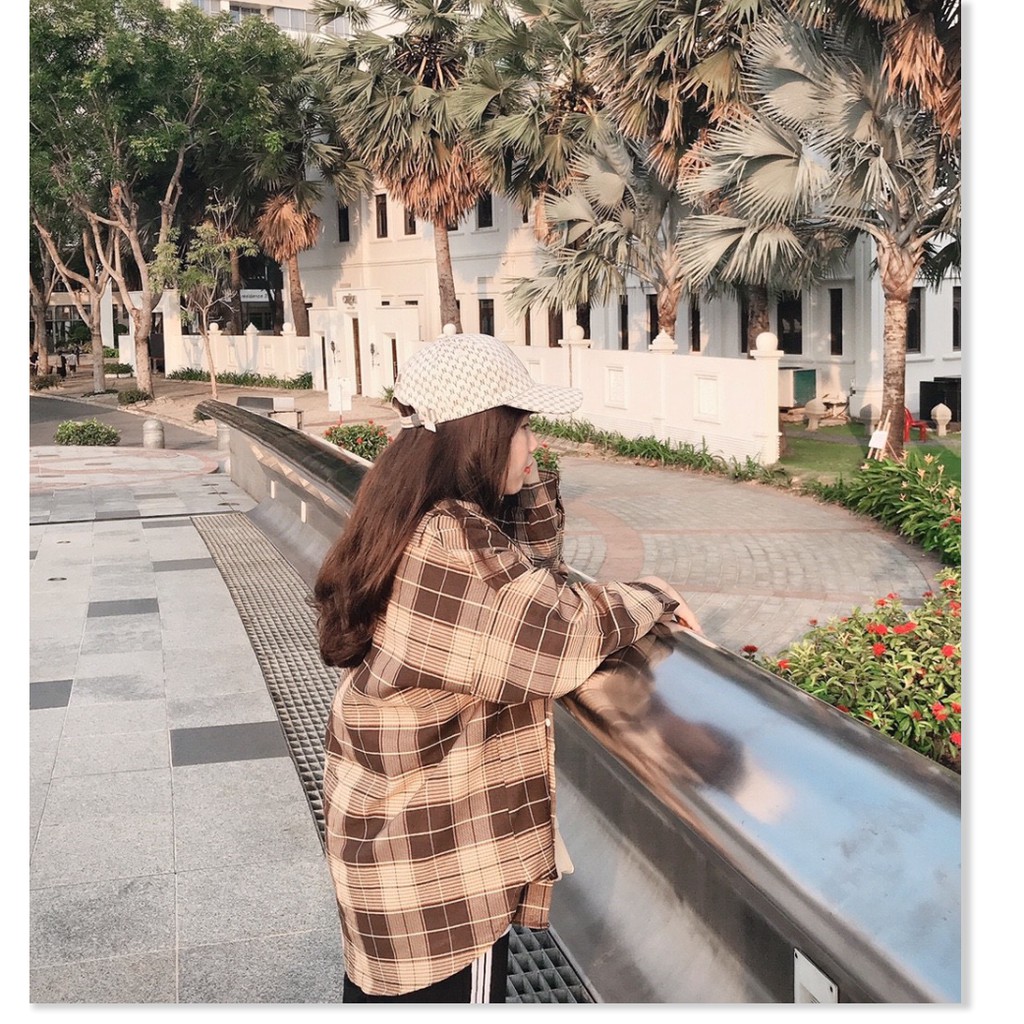 Áo khoác sơ mi caro nam nữ cực đẹp ( không nón ) UNISEX from rộng dài,chất kate thoáng mát | BigBuy360 - bigbuy360.vn