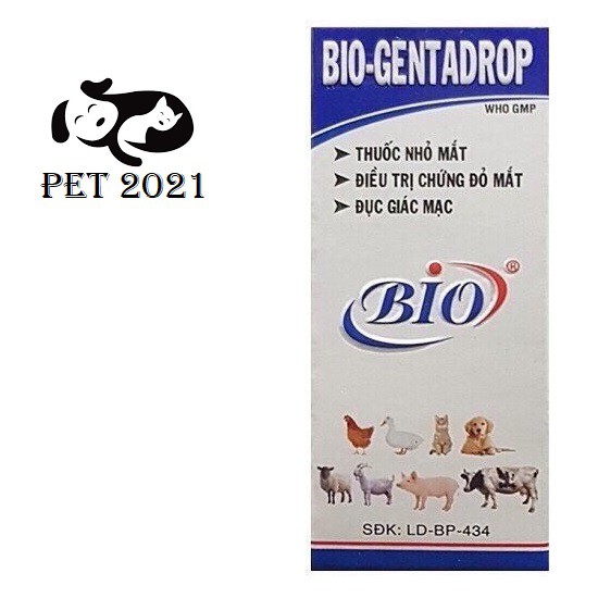Thuốc Nhỏ Mắt Cho Chó Mèo Điều Trị Đỏ Mắt, Ghèn Mắt, Mắt Có Mủ Đục, Giác Mạc Bio Gentadrop 10ml - PET 2021
