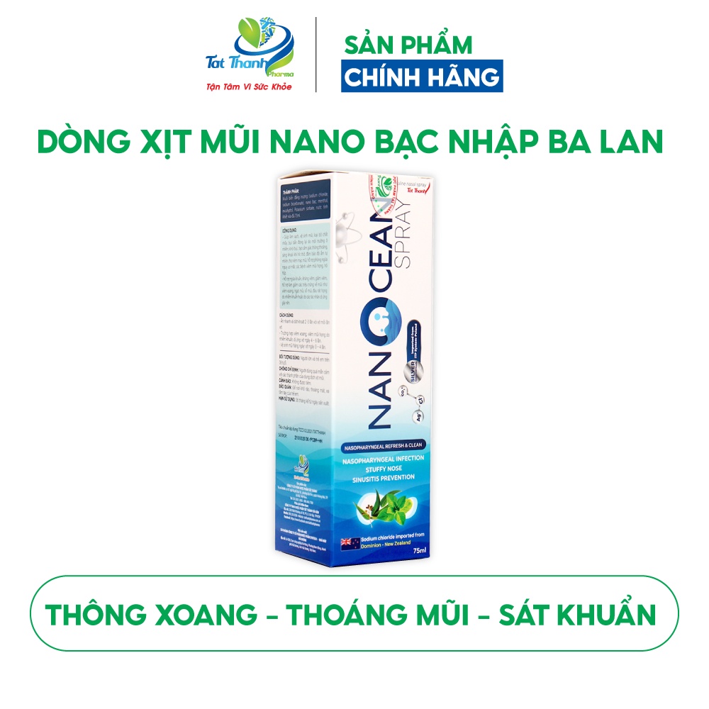 Dung dịch xịt mũi Nano Cean Spray Tất Thành Pharma vệ sinh mũi 75ml