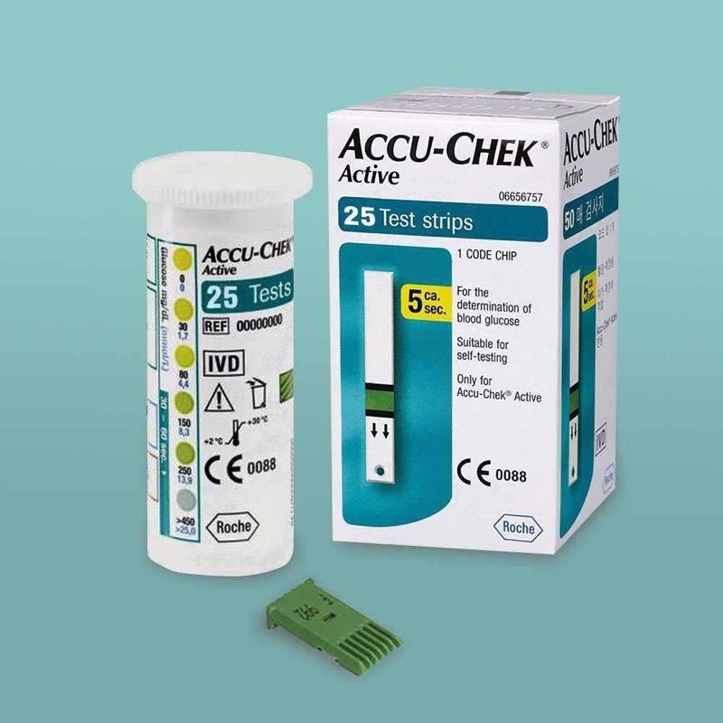 Que Thử Đường Huyết Accu Chek Active - Hộp 25/50 Que ( Tiểu Đường Accu-Chek Active)