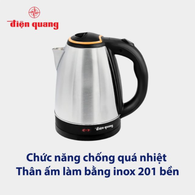 Ấm đun nước siêu tốc ĐIỆN QUANG chính hãng inox 201