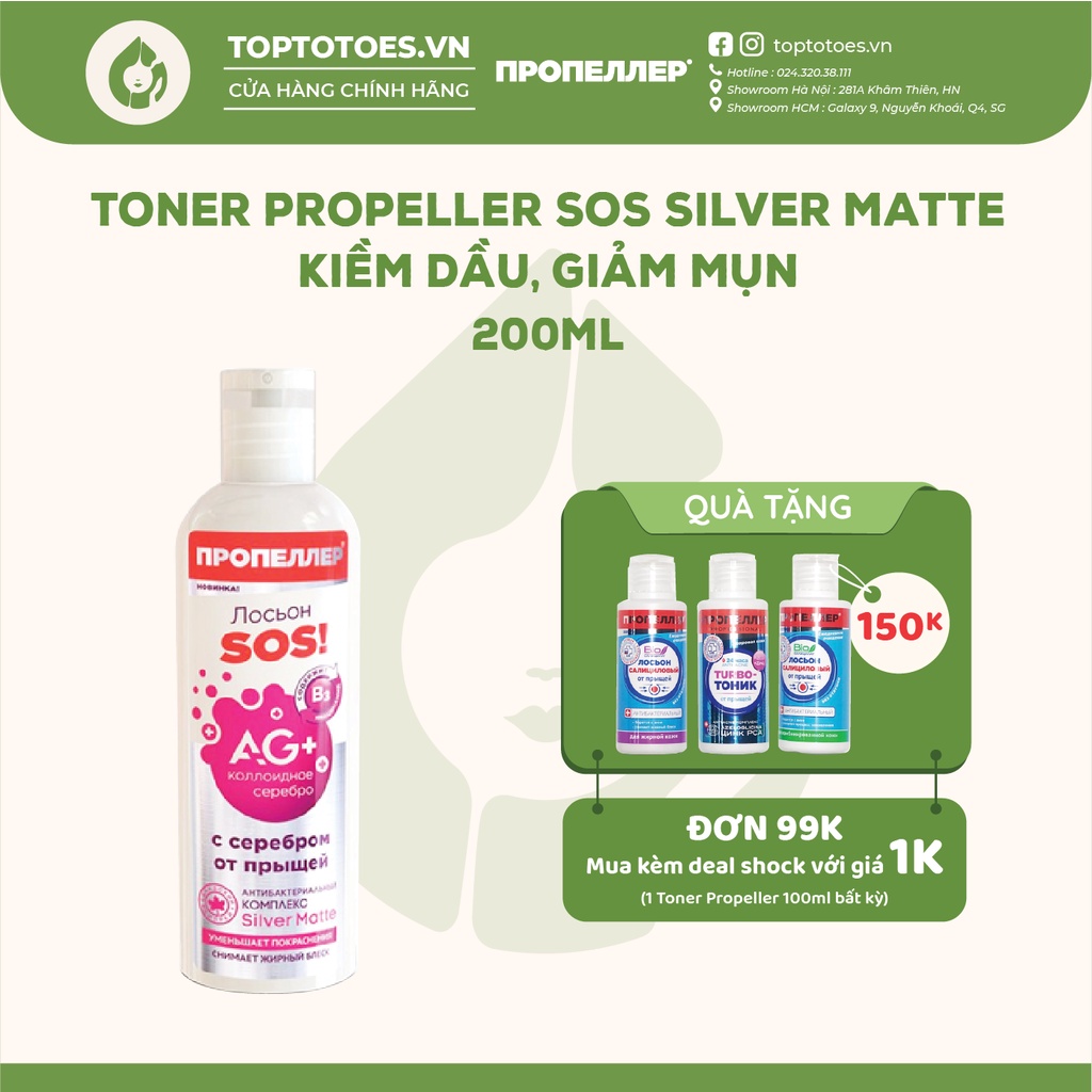 Toner Propeller SOS Silver Matte kiềm dầu, giảm mụn