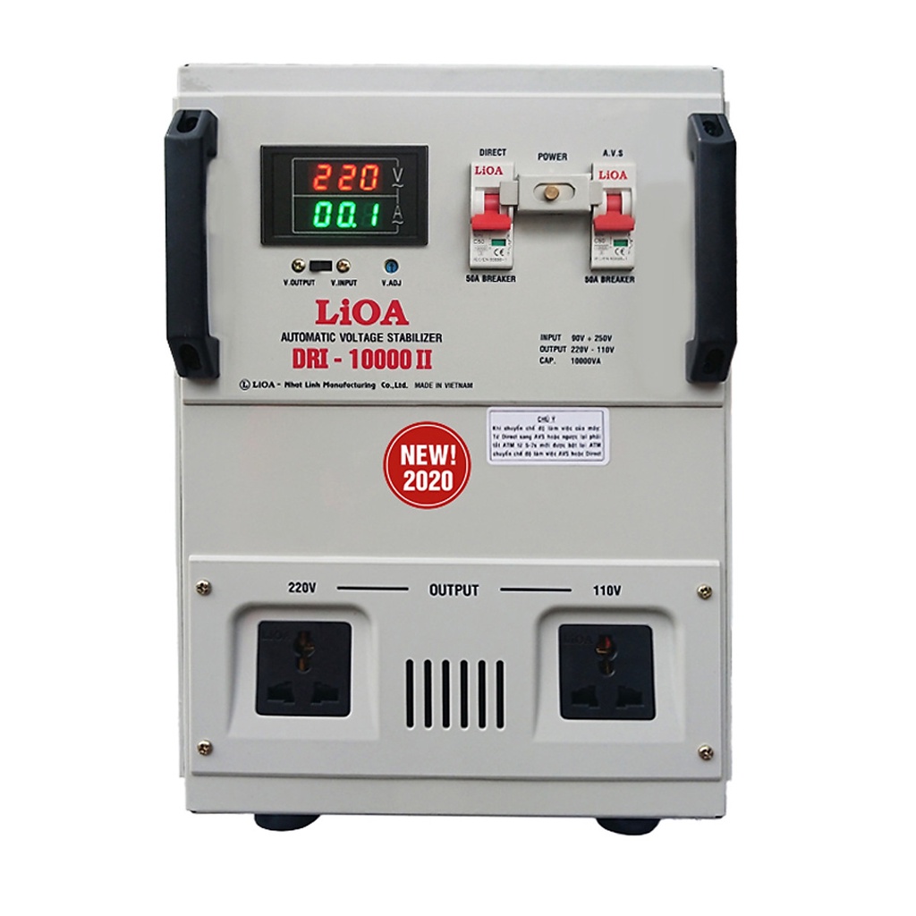Ổn áp Lioa công suất 10kVA 1 pha (DRI-II 10000II NEW2020) (Dải rộng) hàng chính hãng bảo hành 3 năm