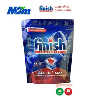 Viên rửa chén bát Finish All In 1 Max chuyên dụng cho máy rửa chén, bát - 22 viên/túi