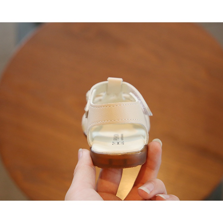 SANITKUN Xăng đan chống trượt đính nơ ngọc trai phong cách Hàn Quốc xinh xắn cho bé gái sơ sinh