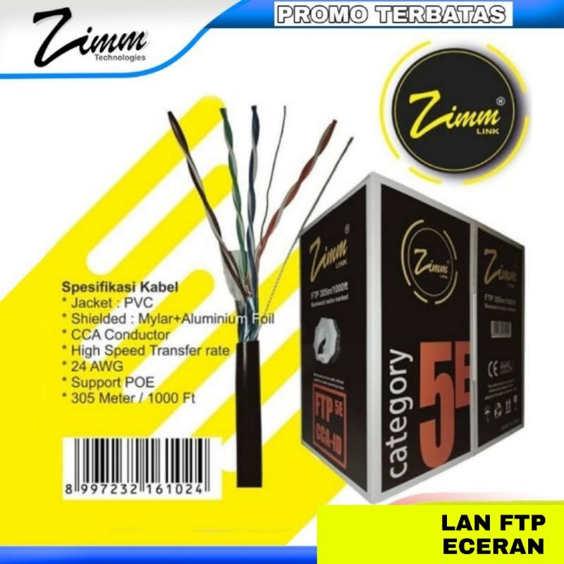 Dây Cáp Đơn Zimm LINK FTP Lank 6E Dài 75M Hỗ Trợ Ba Lớp Ngoài Trời / Trong Nhà / Ngoài Trời