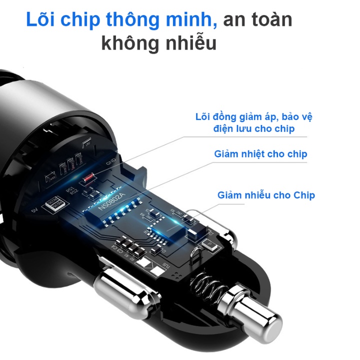 Bộ chia tẩu sạc trên ô tô Hyundai HY-36C, tích hợp 2 cổng USB, 5V, 3.6A, 18W, Hyundai car charger