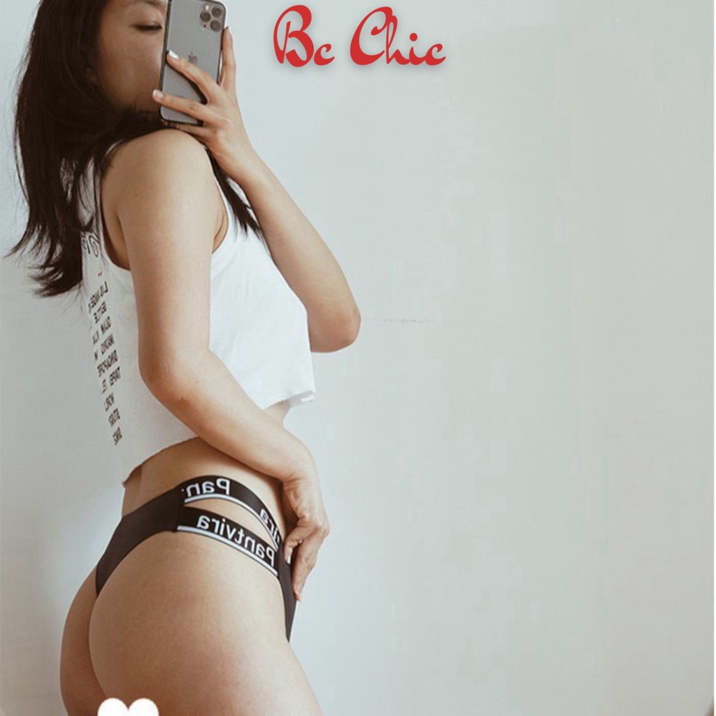Quần Lọt Khe Nữ , Quần Lót Nữ Lọt khe cotton cao cấp hai dây viền chữ cá tính quyến rũ mã Q416 BC_CHIC LINGERIE