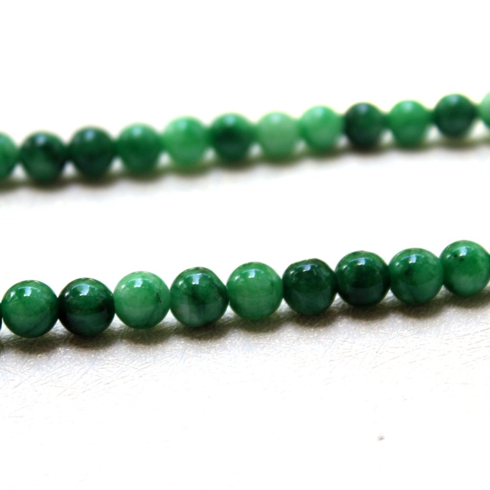 Chuỗi Hạt Đá Tròn Màu Xanh Lá Tự Nhiên Dùng Để Làm Trang Sức diy 15