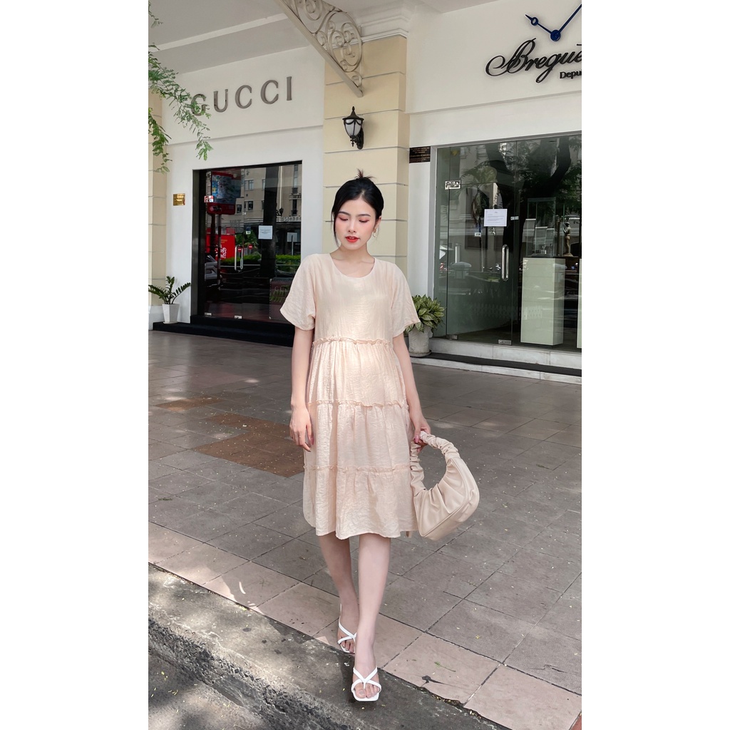 Đầm Bầu hoa cúc nhún tầng xinh xắn