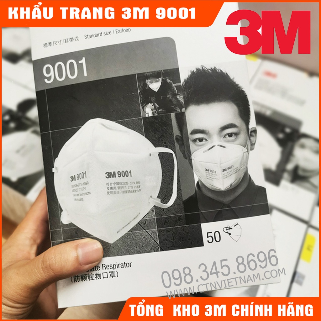 Khẩu Trang 3M 9001/9541 Chống Dịch Hiệu Quả, Đeo Tai, Hàng Chính Hãng