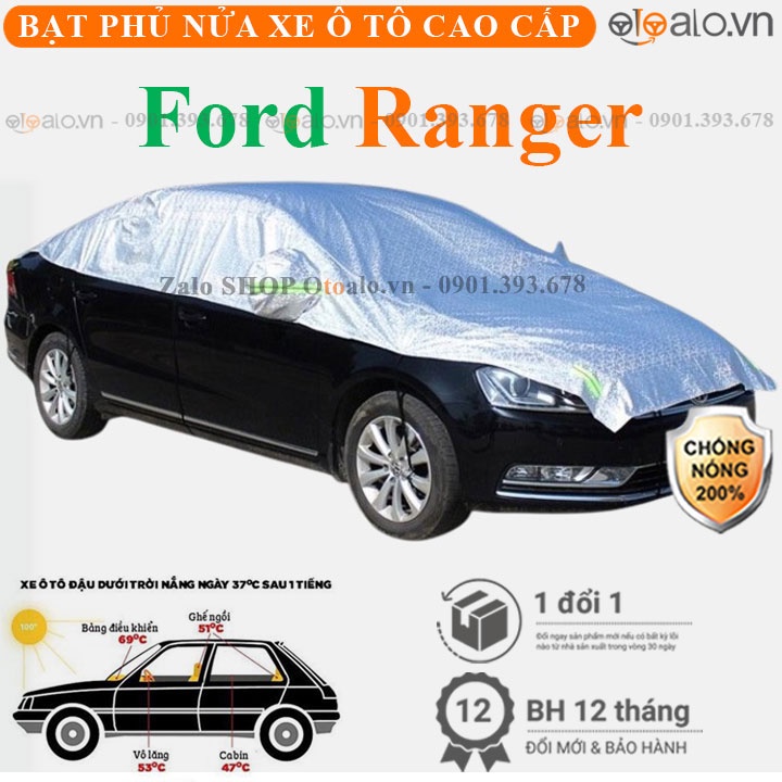 Bạt phủ nửa nóc kính lái xe ô tô Ford Ranger 3 lớp - OTOALO