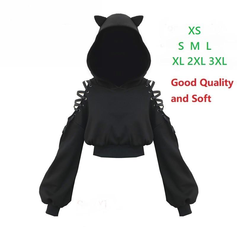 Ladies Sexy Lace Hollow Style Long Sleeve Hoodie Harajuku Punk Gothic Sweater