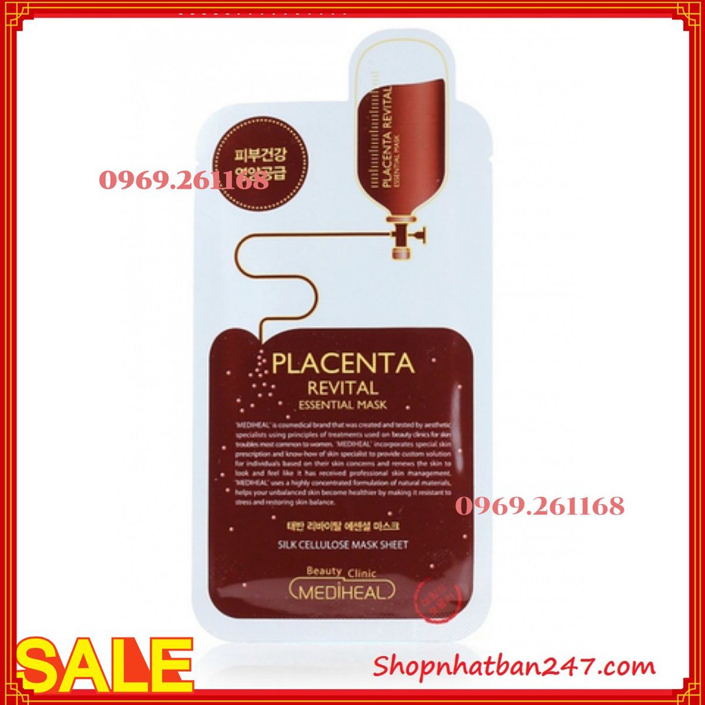Hộp 10 Mặt Nạ Nhau Thai Cừu Phục Hồi Da Mediheal Placenta Revital Essential Mask - 100% Authentic
