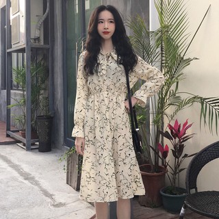 váy ulzzang váy nữ đẹp đầm vintage dài váy hoa nhí kiểu dáng hàn quốc