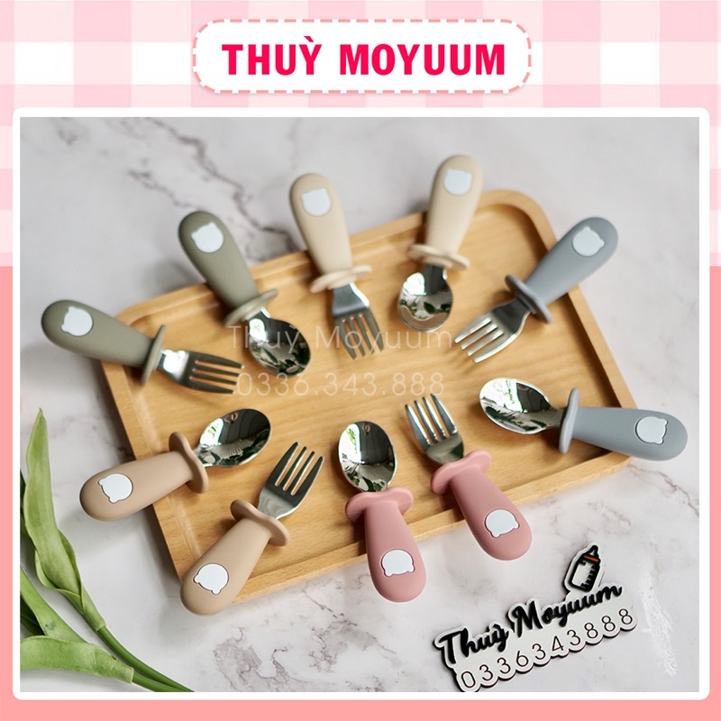 Set thìa dĩa hình gấu Inox Bar Rot