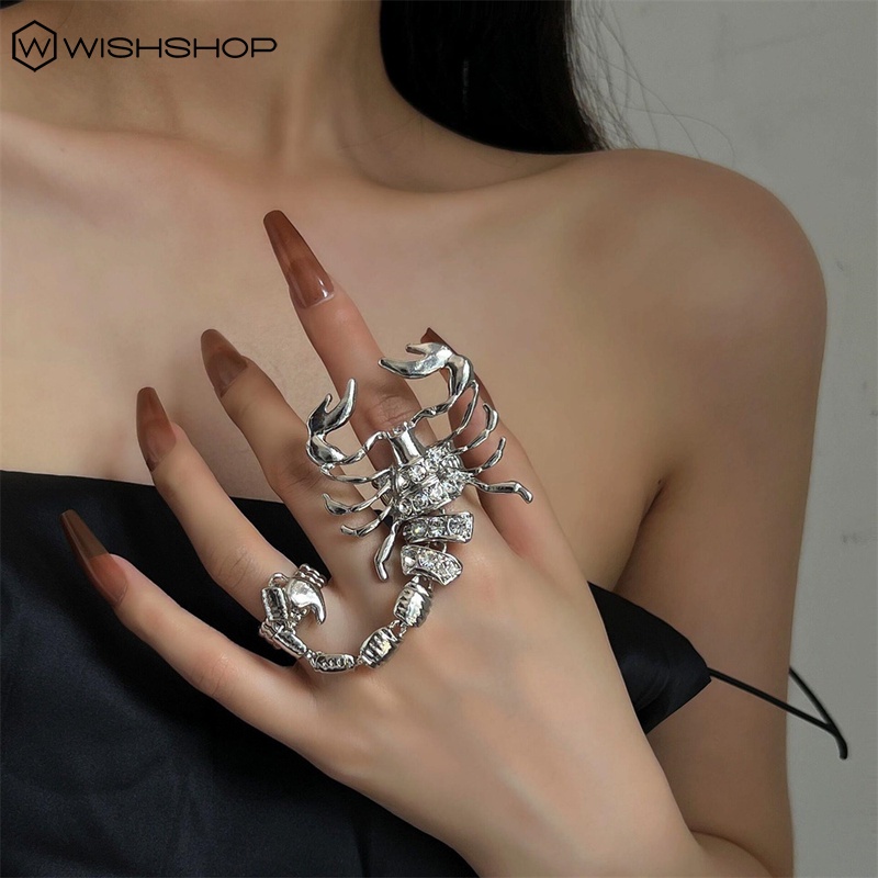 Nhẫn Hình Bọ Cạp Đính Đá Zircon Có Thể Điều Chỉnh Kích Cỡ Phong Cách Gothic Punk Cho Nam Và Nữ