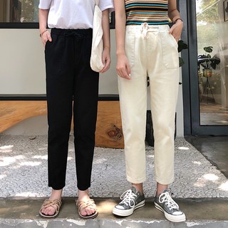 Quần baggy 2 màu be & đen