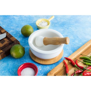 Cối chày sứ cán gỗ mini Modo Wood - Dụng cụ nhà bếp