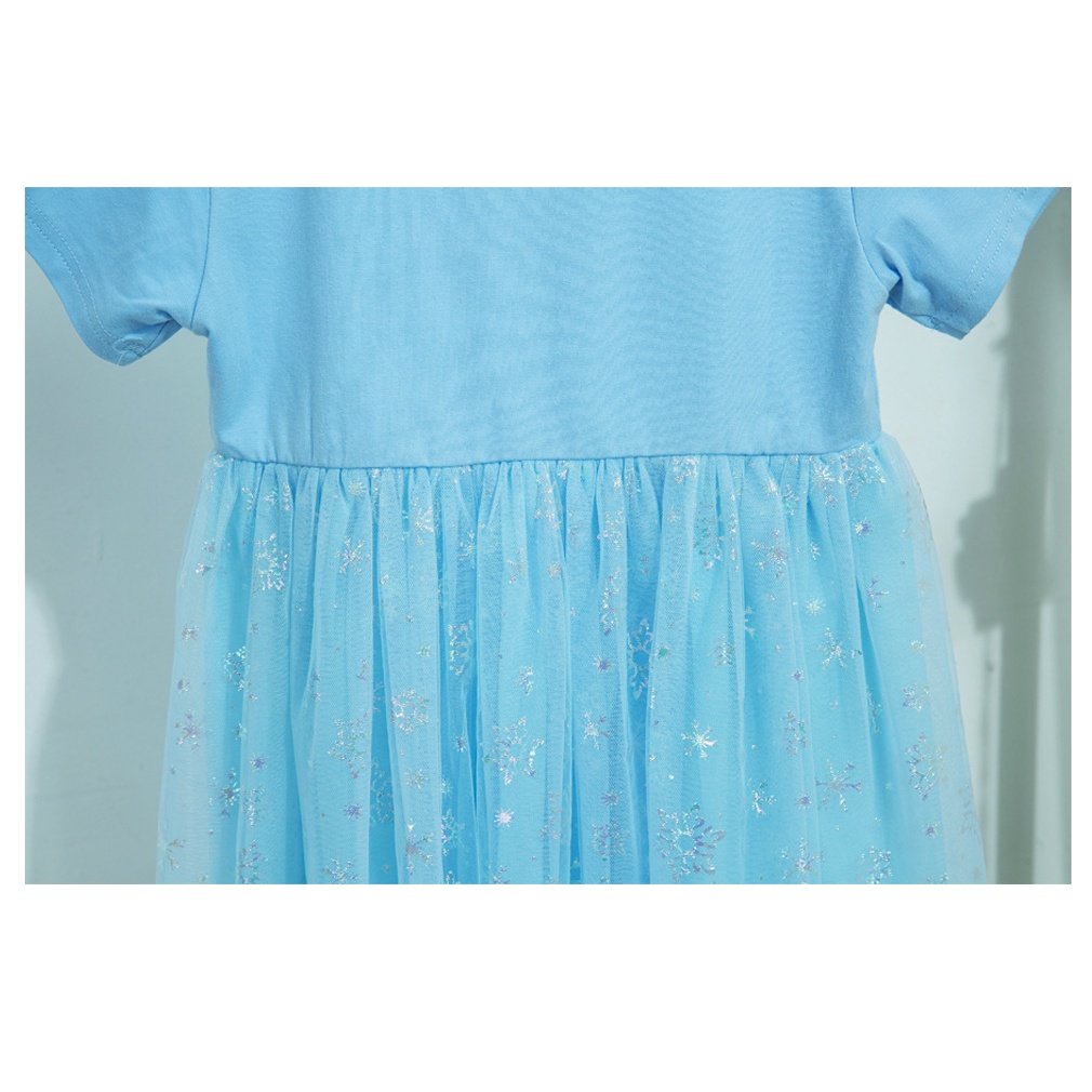 Đầm Thun Cotton Tay Ngắn Dáng Dài In Hình Công Chúa Băng Giá Elsa Phong Cách Hàn Quốc Hàng Mới Dành Cho Bé Gái 2022