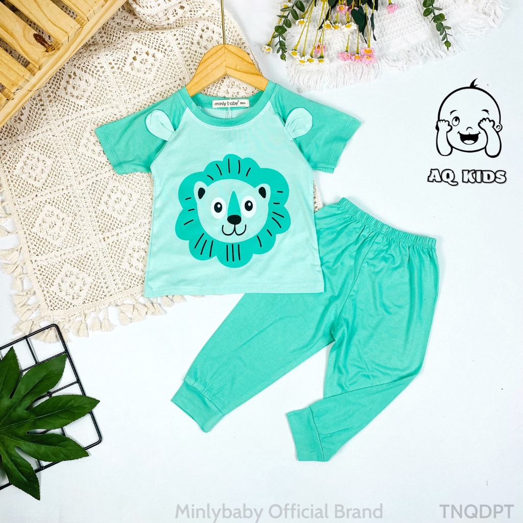 [8-28kg Freeship] Bộ Tay Cộc Quần Dài Thun Lạnh Cho Bé Phối Tai Thỏ Dễ Thương Hàng Chính Hãng Minlybaby Unibaby - TNQDPT