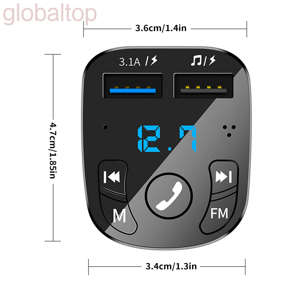 Car Bluetooth 5.0 Player Wireless MP3 Player Car Radio Audio Bluetooth Adapter with USB Charger