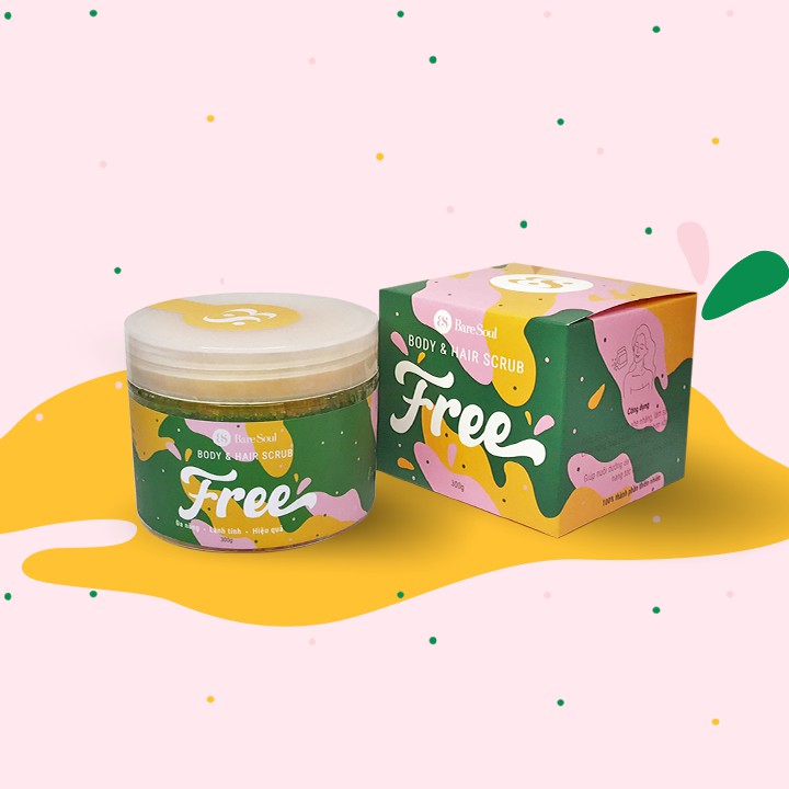 Combo 2 muối tắm gội đa năng BareSoul Free Body &amp; Hair Scrub 300gx2 giá  cạnh tranh