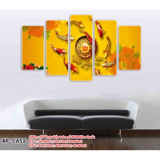 Tranh treo tường đẹp/tranh treo tường 3d cá chép sen ngọc/sản phẩm in trực tiếp trên gỗ cao cấp