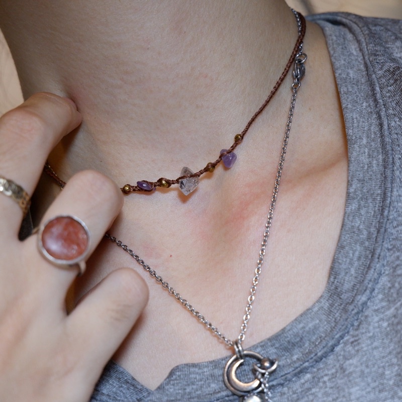 vòng cổ Herkimer,(đọc nội dung) ,đá thanh tẩy,đá thiên nhiên, handmade,chocker