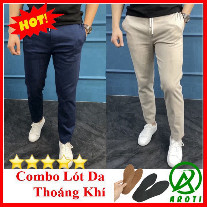 Quần Kaki Nam Ống Đứng AROTI Form Suông Dài Rộng Vải Kaki Đẹp Cao Cấp,Co Giãn Tốt Dáng Âu,Công Sở,Lưng Thun QK040+LD