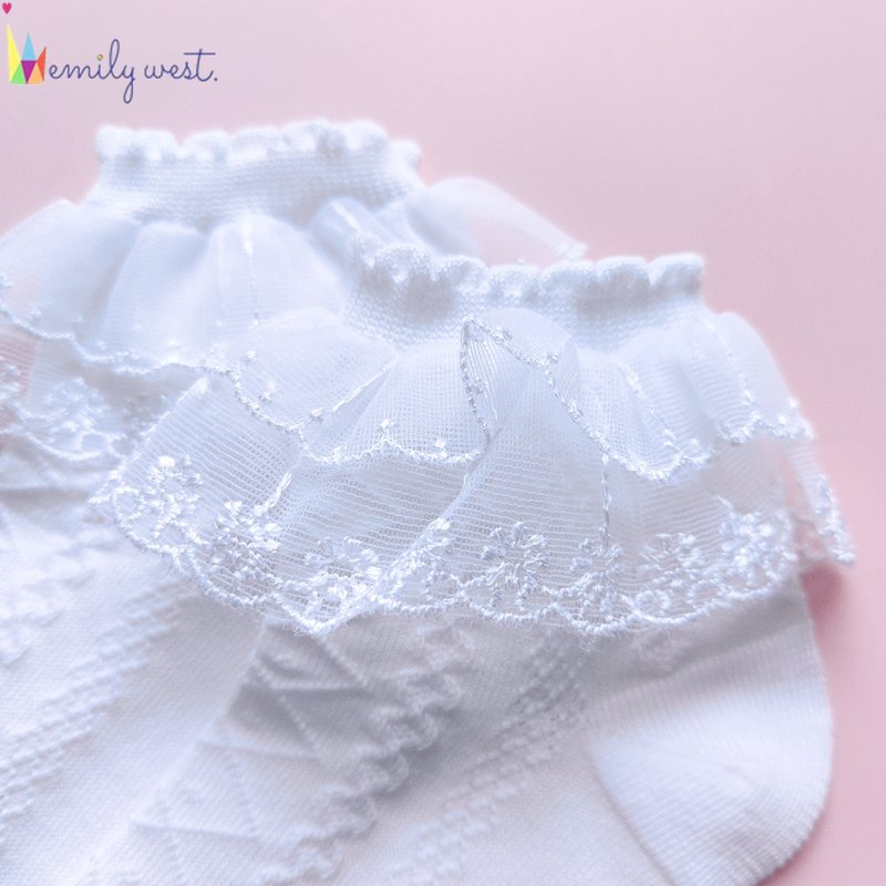 Set 4 Đôi Vớ Công Chúa Phối Ren Lưới Mỏng Thời Trang Mùa Hè Cho Bé Gái