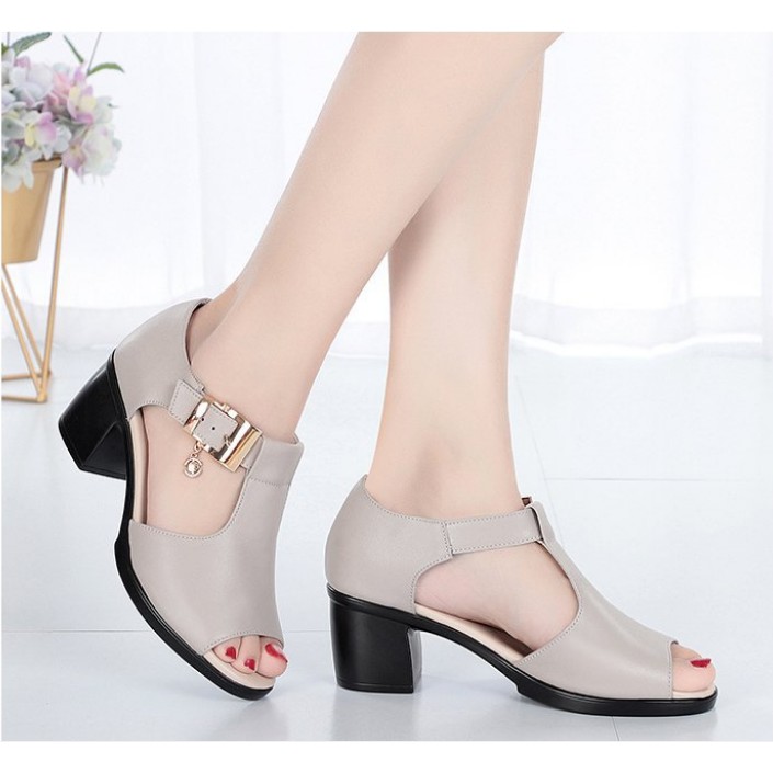 Giày sandal nữ cao gót - da mềm , đế êm Phong Cách Hàn Quốc S115