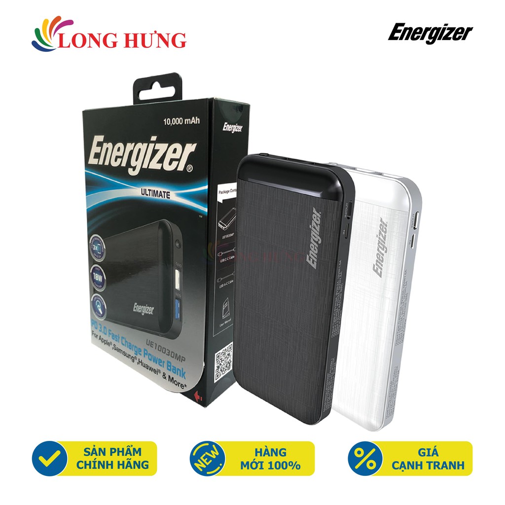 Sạc dự phòng Energizer 10000 mAh UE10030MP - Hàng chính hãng