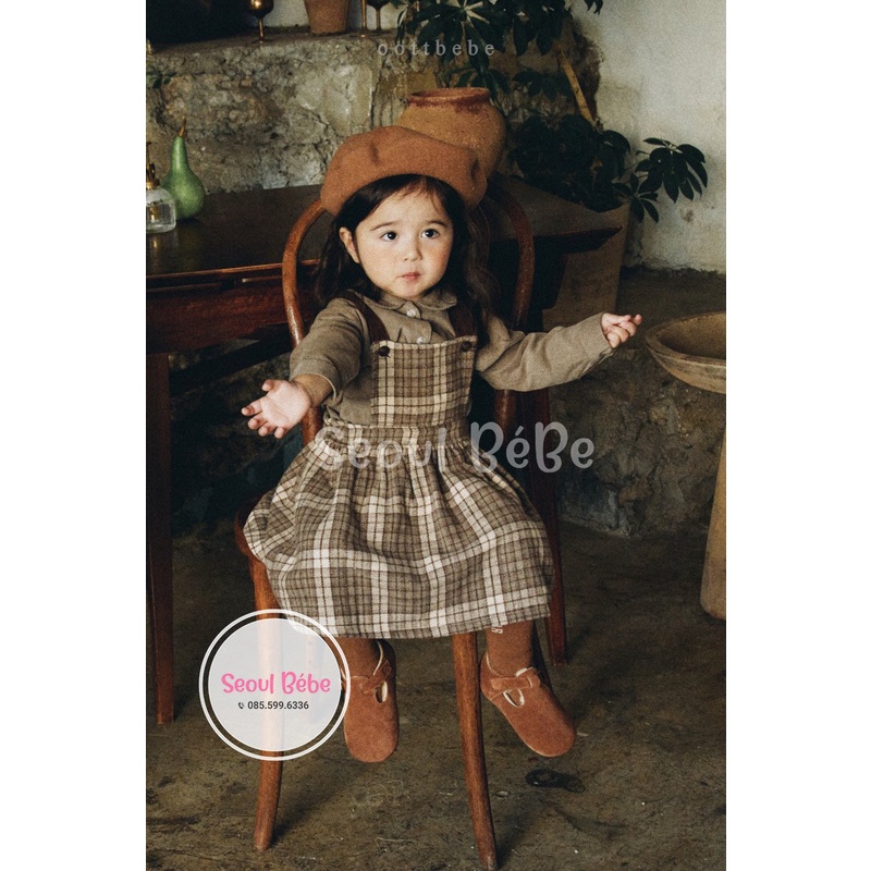Váy yếm cho bé Oottbebe Mood checks ops made in  Korea