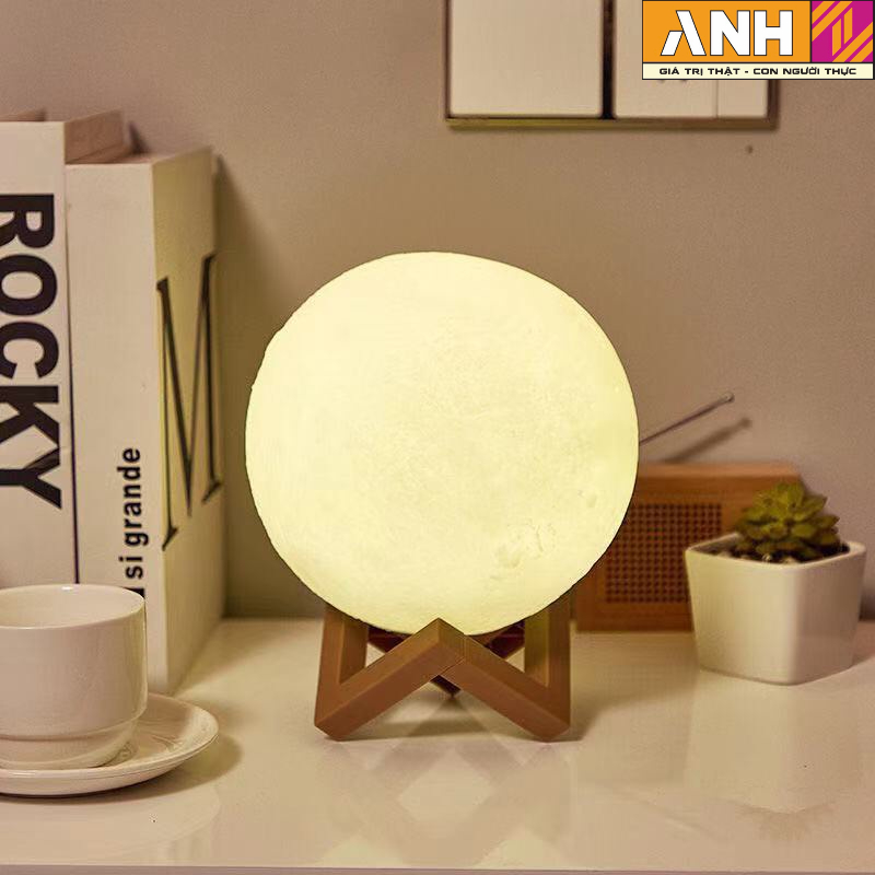 Đèn ngủ để bàn hình mặt trăng 3D 8cm nhiều màu sắc đẹp mắt