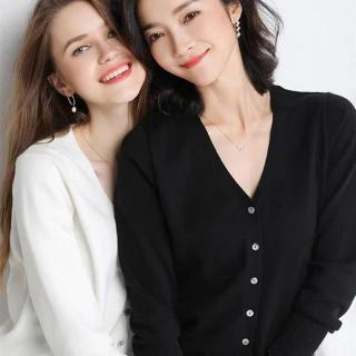 Áo Khoác Cardigan Dệt Kim Cổ V Cỡ Lớn Kiểu Hàn Quốc Thời Trang Thu Đông Cho Nữ