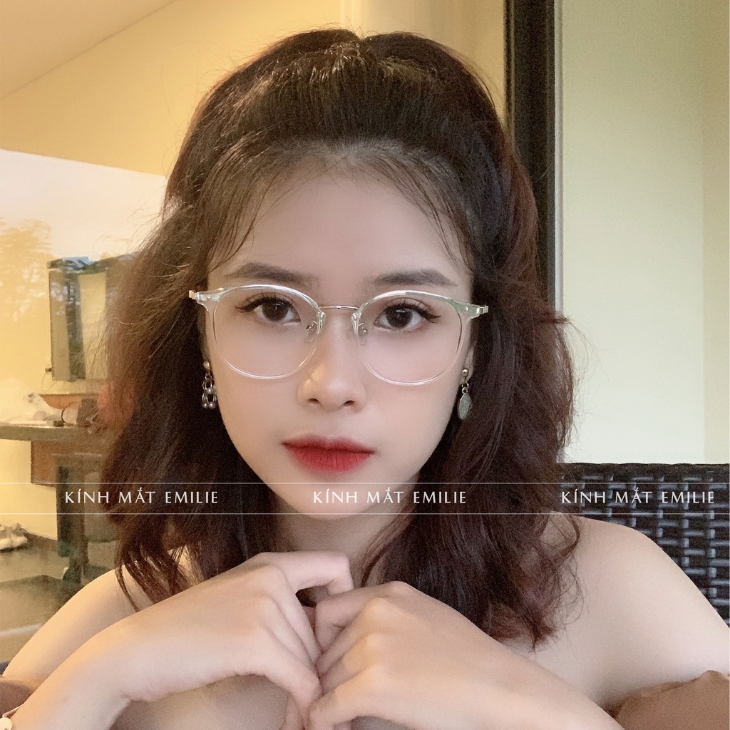 Gọng kính nữ tròn mảnh nhẹ nhựa dẻo kết hợp kim loại cao cấp Emilie eyewear phụ kiện thời trang 01260