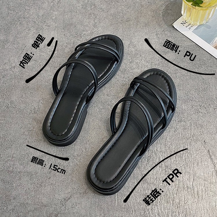 Sandal quai ngang nữ đi học đế bệt đẹp da mềm đế dẻo đi 2 kiểu 2 màu Trắng + Đen siêu xinh - SD52