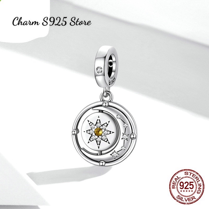 CHARM TREO MẶT TRĂNG NGÔI SAO ĐÍNH ĐÁ BẠC S925 CAO CẤP CHÍNH HÃNG