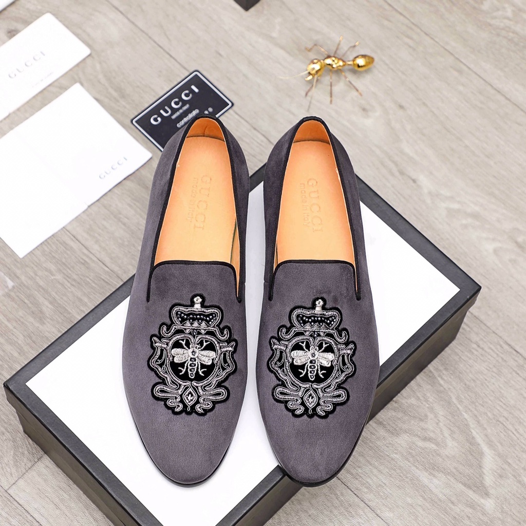 Giày lười nam da thật GUCCI GG GC kiểu dáng, họa tiết cổ điển mang đến sự khác biệt