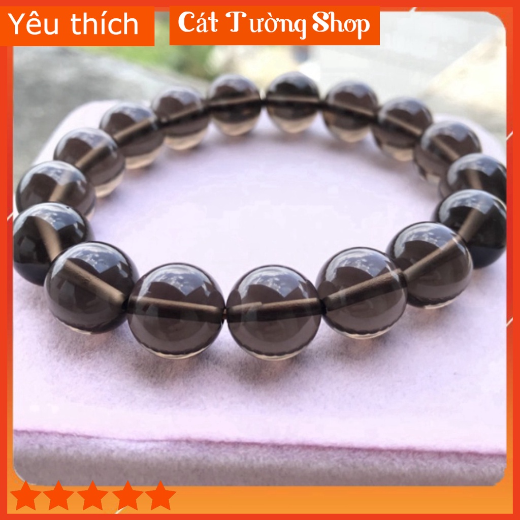 Vòng Tay Thạch_Anh Khói Đen, Phong Thủy Hợp Mệnh Thủy và Mộc, May Mắn,Bình An, Công Việc Thuận lợi. D56
