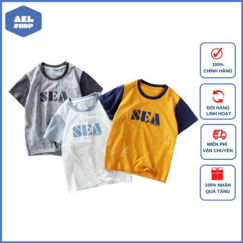 Áo thun bé trai size đại hãng AKL, áo phông bé trai Hàn Quốc 5 đến 14 tuổi cho bé nặng 25kg đến 45kg hàng Quảng Châu