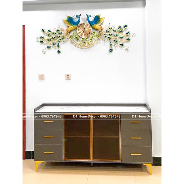 Đồng Hồ Treo Tường Con Chim Công Tài Lộc Chính Hãng D1 Home Kim Trôi Trang Trí Tường Decor - 38