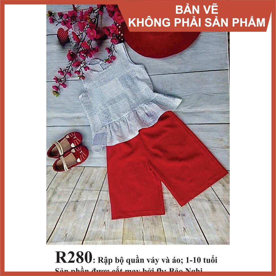 Rập bộ quần lửng cho bé- Rập giấy A0 mã R280 (Bản vẽ) (BẢN VẼ)