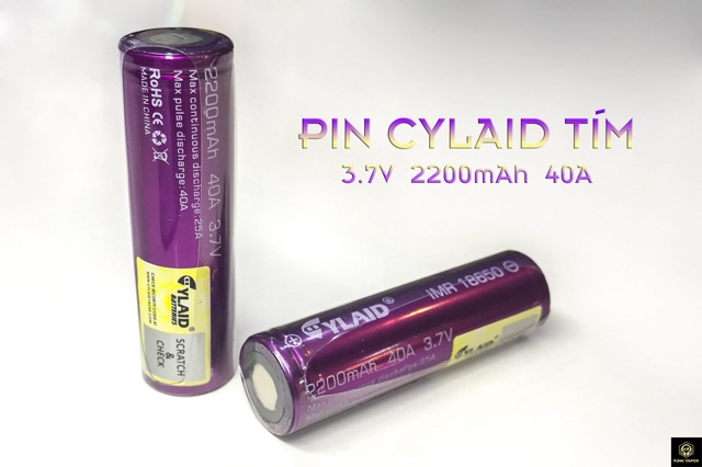 PIN SẠC ĐIỆN CYLAID TÍM 18650 2200MAH 40A 3,7V