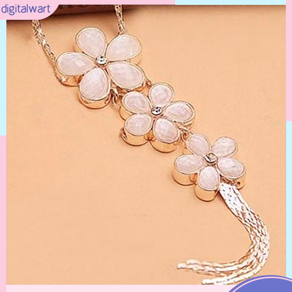 Vòng cổ dài 2 tầng mặt hoa đính đá quý nhân tạo sang trọng cá tính dành cho nữ