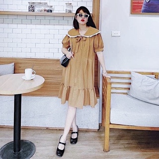 Đầm kem đuôi cá cổ bèo (kèm hình thật)
